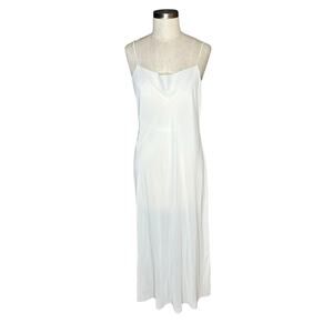 VERA WANG White Chiffon Slip Tank Dress Neglige Women's Size Large Bridal Y2k